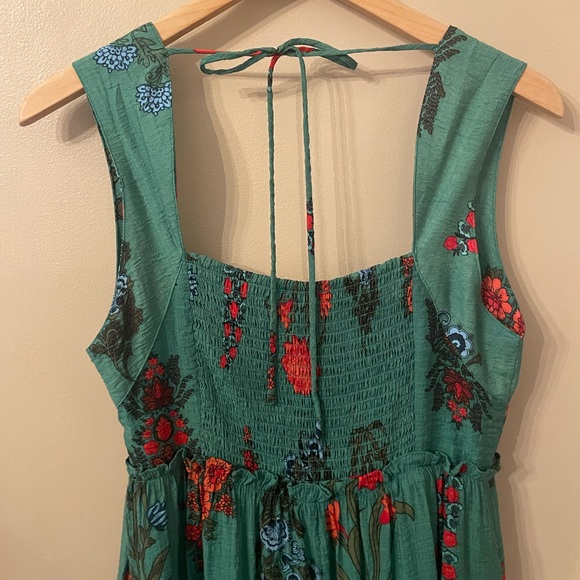 THML Green Floral Midi Dress with Smocking & Ruffle Medium - Picture 5 of 12